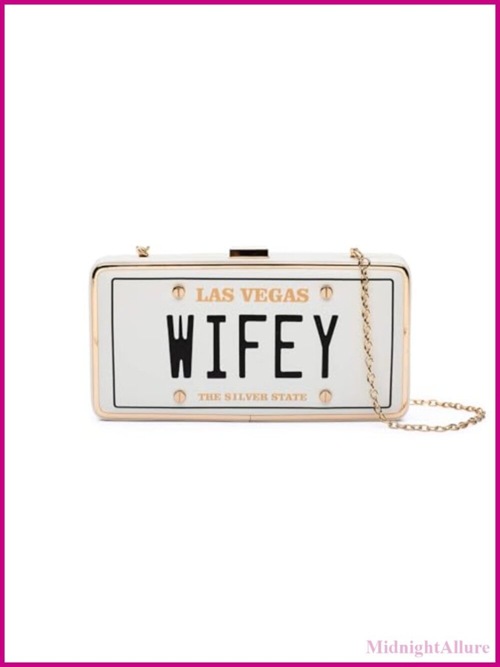 Wifey Clutch Purse for Bachelorette Party Bridal Shower Gift with Gold Chain